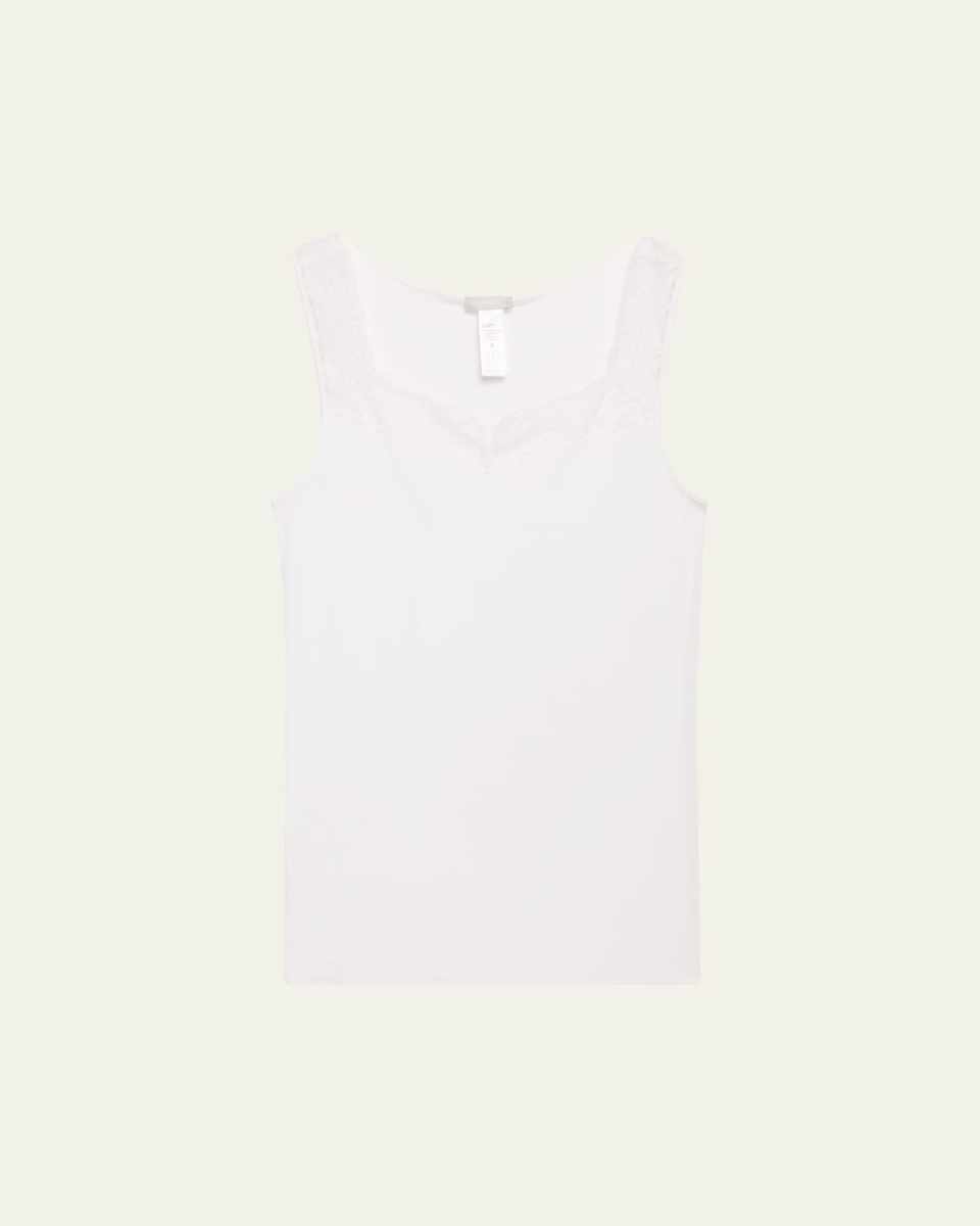 Cotton Delight Lace-Trim Tank Top